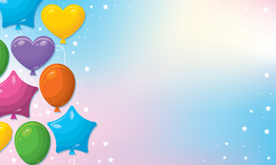 Vector background with colorful balloons and stars