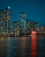 View of Long Island City at night from Roosevelt Island, New York City