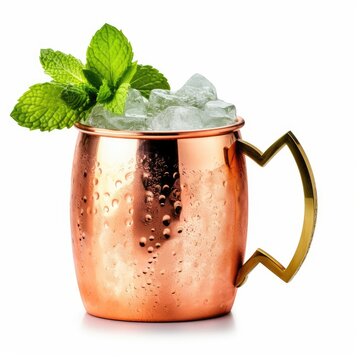 Gin Gin Mule Cocktail isolated on white (generative AI)