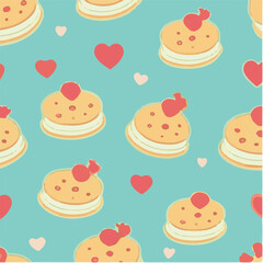 cute simple pancakes pattern, cartoon, minimal, decorate blankets, carpets, for kids, theme print design
