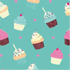 cute simple cupcake pattern, cartoon, minimal, decorate blankets, carpets, for kids, theme print design
