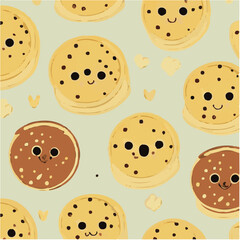 cute simple pancake pattern, cartoon, minimal, decorate blankets, carpets, for kids, theme print design
