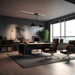 elegant, clean coworking space with modern furniture