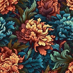 Fototapeta na wymiar Beautiful elegant flower seamless pattern, created with generative AI