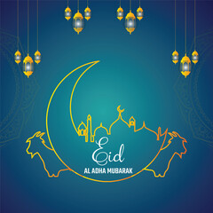 eid al adha mubarak islamic elegant creative vector design, 