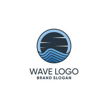 Wave logo emblem design vector with creative unique idea