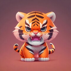Angry Baby tiger created with Generative AI technology