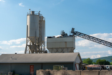 Concrete factory on a bright sunny day