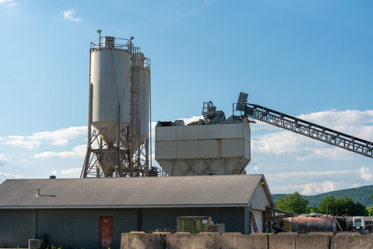 Concrete factory on a bright sunny day