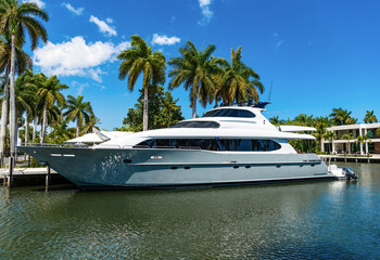 summer vacation with a luxury boat yacht. Summer vacation concept on a speed yacht boat. Summer...