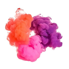 Pink, orange, and purple smoke bombs, colorful, isolated, created with Generative AI technology