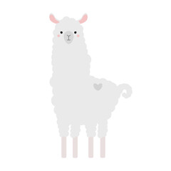 Alpaca. Cute, bright. Side view. Icon for website, animal app. Clipart for an educational game for children. Vector flat illustration, cartoon style.