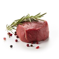 Bison tenderloin meat isolated on white background. Generative AI