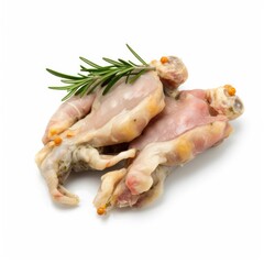Frog legs meat isolated on white background. Generative AI