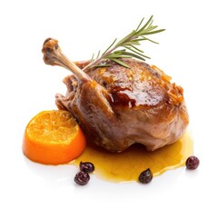 Duck confit meat isolated on white background. Generative AI