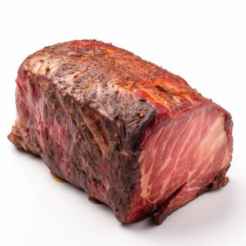 Beef Brisket Meat Isolated On White Background. Generative AI