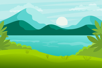 flat lake scenery landscape background