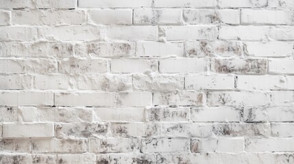 Fototapeta premium White painted old brick Wall panoramic background - white brick wall background - background with space, Generative AI