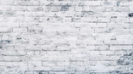 Fototapeta premium White painted old brick Wall panoramic background, Generative AI
