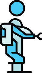 Exoskeleton man icon outline vector. Robot suit. Wearable body color flat