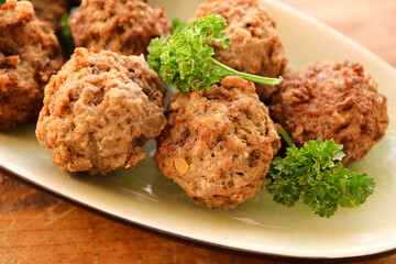 Beef Frikkadels, South African meatballs made with mince,  onion and spices