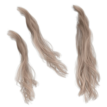 3d Render Blonde Straight Hair Strands Isolated