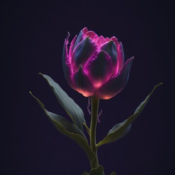 Pink tulip with golden edges illustration, generative AI art