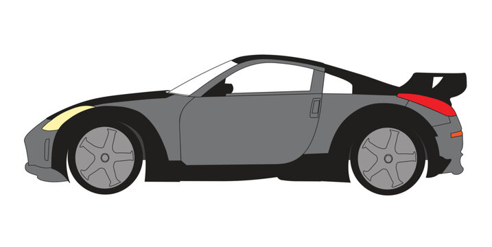 Beautiful Sports car Grey and black body line art vector 