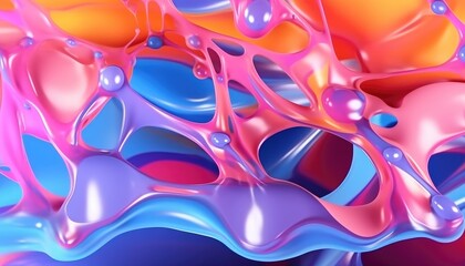 The illustration shows colorful liquid floating on a background. (Generative AI)