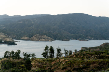 mountains and lake in the state of California