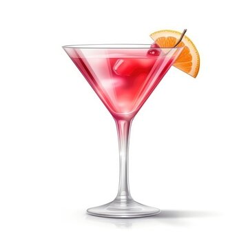 Cosmopolitan Cocktail isolated on white as illustration (generative AI)