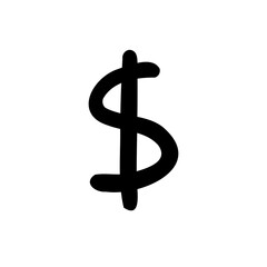 Scribble currency money finance sign icon dollar usd. Vector illustration in hand drawn cartoon doodle style isolated on white background. For presentation, logo, business.