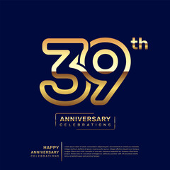 Fototapeta na wymiar 39 year anniversary logo design, anniversary celebration logo with double line concept, logo vector template illustration