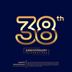 38 year anniversary logo design, anniversary celebration logo with double line concept, logo vector template illustration