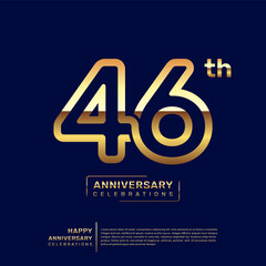 46 year anniversary logo design, anniversary celebration logo with double line concept, logo vector template illustration