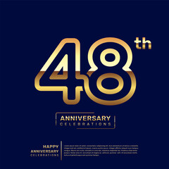 Obraz premium 48 year anniversary logo design, anniversary celebration logo with double line concept, logo vector template illustration