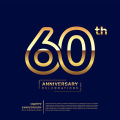 60 year anniversary logo design, anniversary celebration logo with double line concept, logo vector template illustration