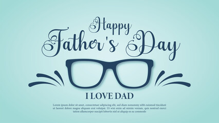Father's Day poster or banner template with symbol of Dad glasses