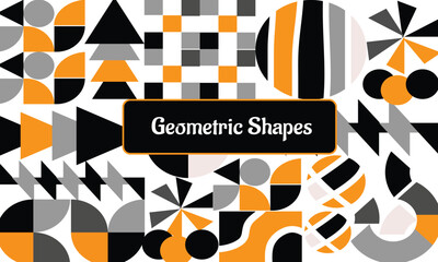 Abstract geometric floral pattern. Set of abstract retro geometric shapes vector. Collection of contemporary natural organic flower plant shapes, eco-agriculture concept. Vector minimal illustration.