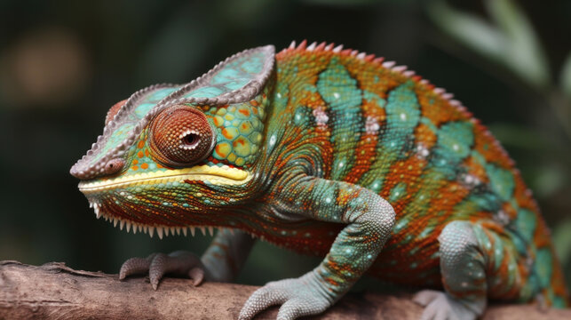 a colorful yemen chameleon. Generative AI
