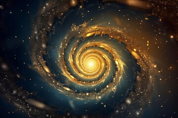 Golden Spiral Abstract Space Background: A Fusion of Astrology and Astronomy with a Touch of Golden Ratio, Generative AI.