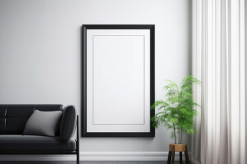 Contrasting Elegance: Black Frame Enhancing a Vibrant Living Room