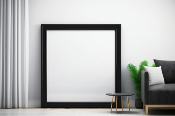 Contrasting Elegance: Black Frame Enhancing a Vibrant Living Room