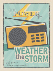 A vintage style poster advertisement for a weather radio
