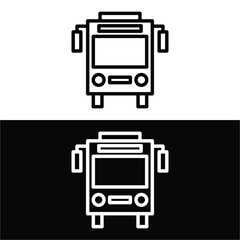 Bus Line Vector Icon on white and black background