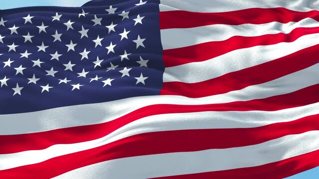 American Flag, 4 th july Independence Day USA. Realistic 4K. 30 fps flag of the US. American Flag waving in the wind. Seamless loop with highly detailed fabric texture. Loop ready in 4k resolution