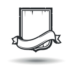 Vintage shield with text frame. Vector on white background