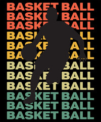 Fototapeta na wymiar Basketballer Silhouette With Basketball Lettering In The Background
