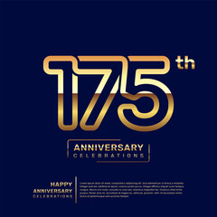 175 year anniversary logo design, anniversary celebration logo with double line concept, logo vector template illustration