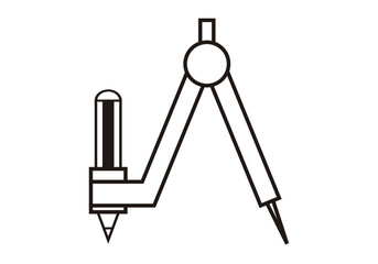 Icono negro de comp&aacute;s en fondo blanco.